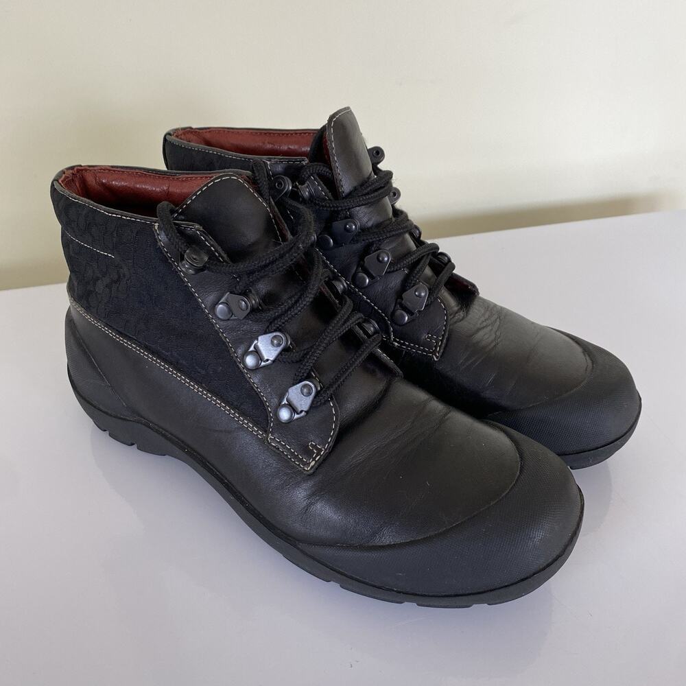 Coach Black Leather Lace-Up Ankle Boots
